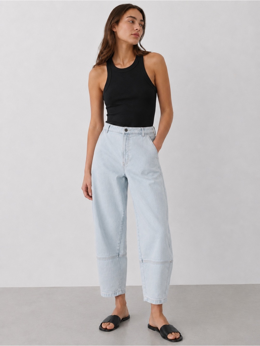Everlane Utility Barrel Jeans Light Wash High Rise Cropped 31 Regular